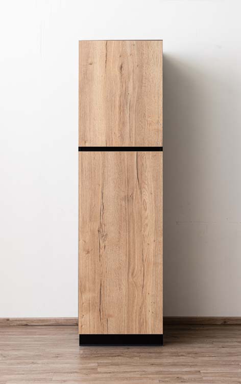 Armoire de cuisine Plenti pour réfrigérateur noir- look chêne