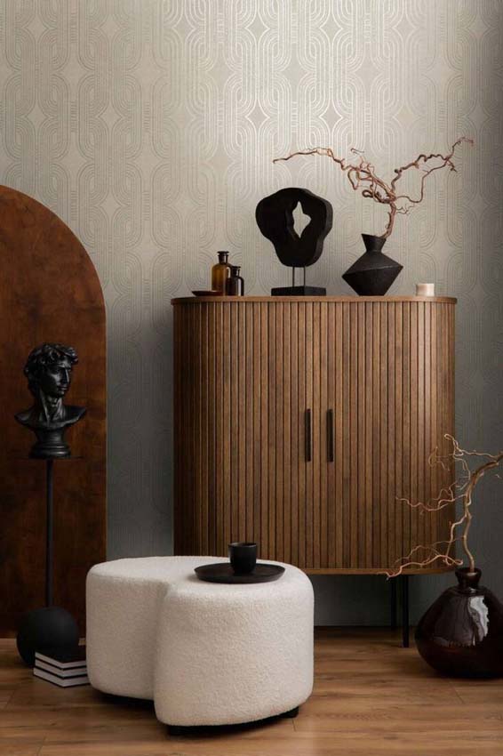Vinyl op vliesbehang ketting beige 0,53x10m