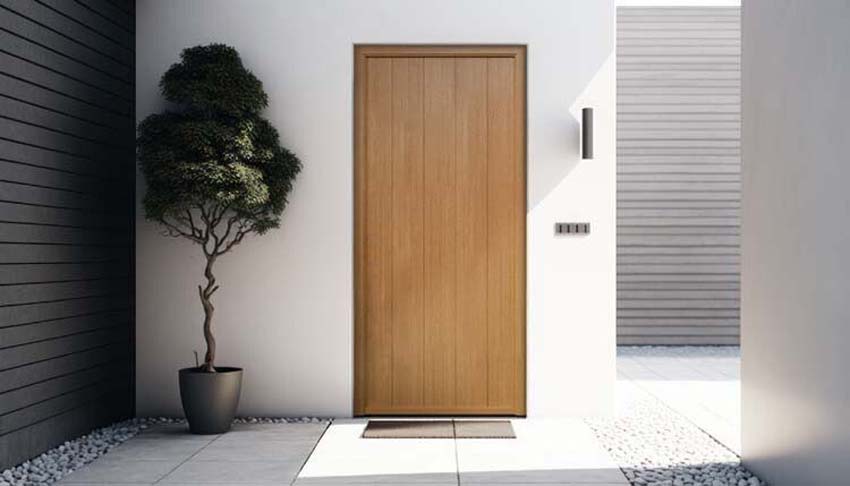 Buitendeur meranti Duero verticaal natuur B 980 X H 2180 mm L