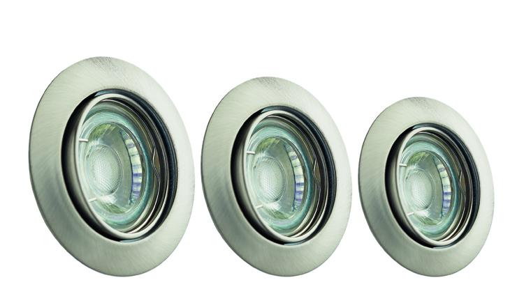 Inbouwspot rond - 3x5W GU10- Diam. 64mm - Chroom (3 stuks)