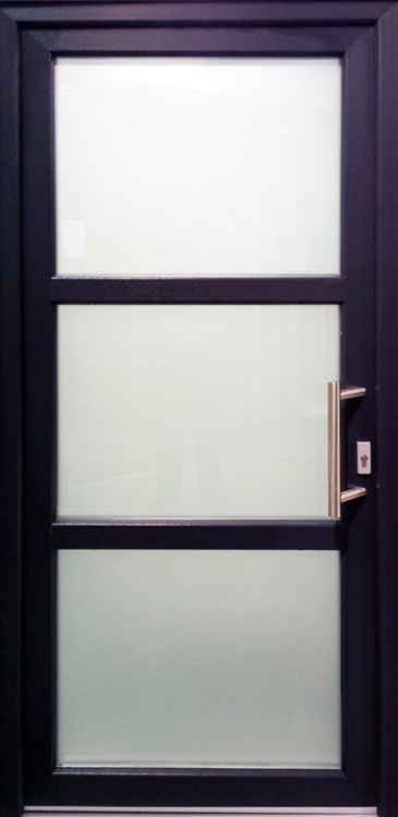 Porte extérieure pvc anthra/blanche 3 verres  mat D SUR MESURE