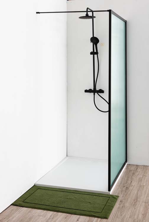 Paroi de douche Umi2 structurée 120 x 200 cm avec barre noir mat