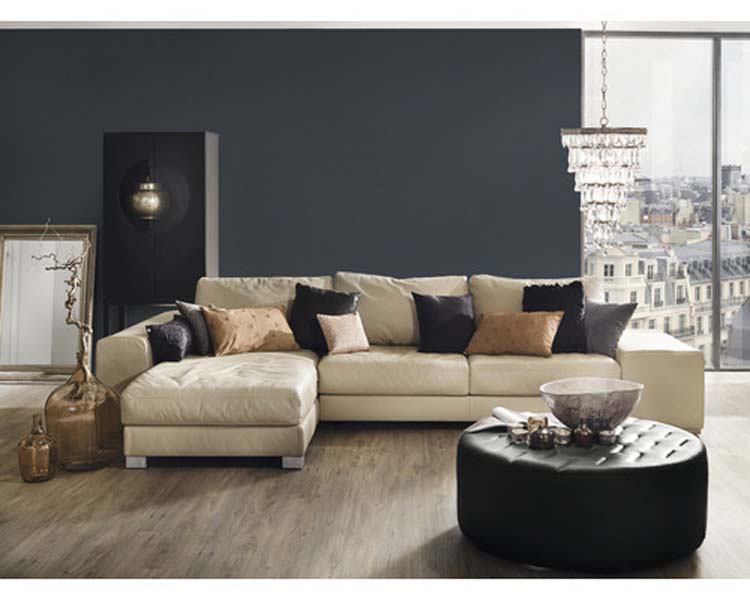 Vinyle sur papier peint intissé 0,53x10m lin uni bleu foncé