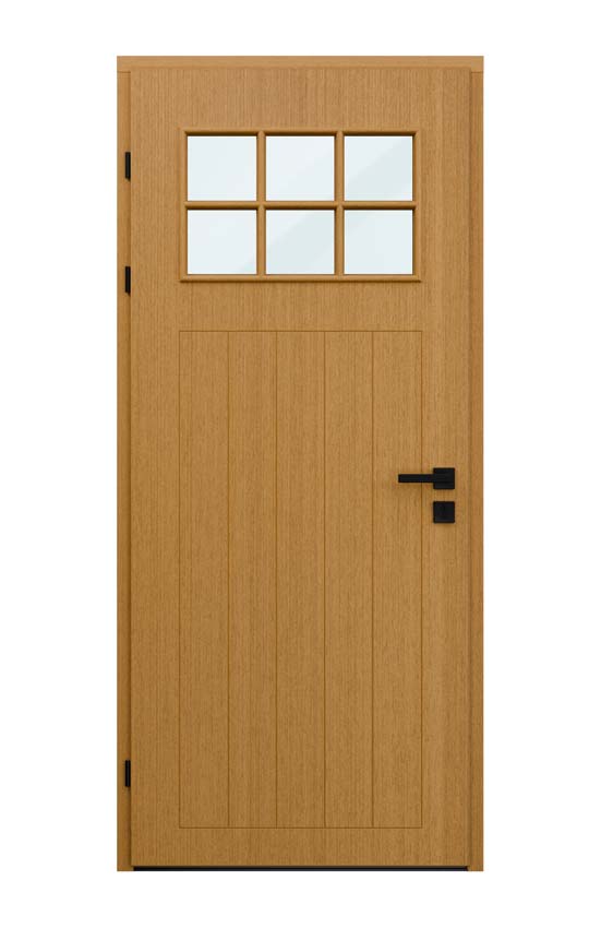Porte extérieure Alva meranti naturel vitrage clair gauche sur mesure