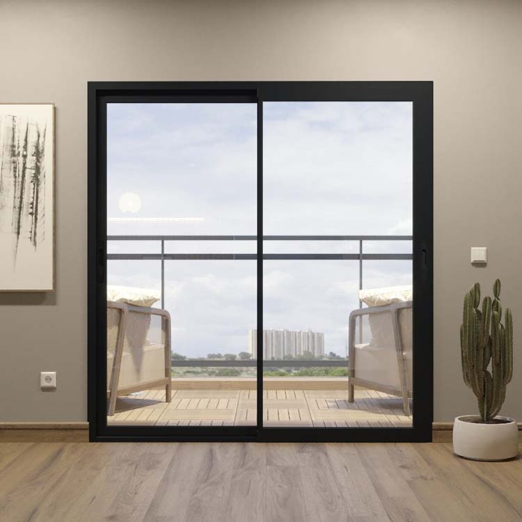 Schuifraam Belio Alu RAL9005 zwart - 2 vleugels / 2 rails maatwerk
