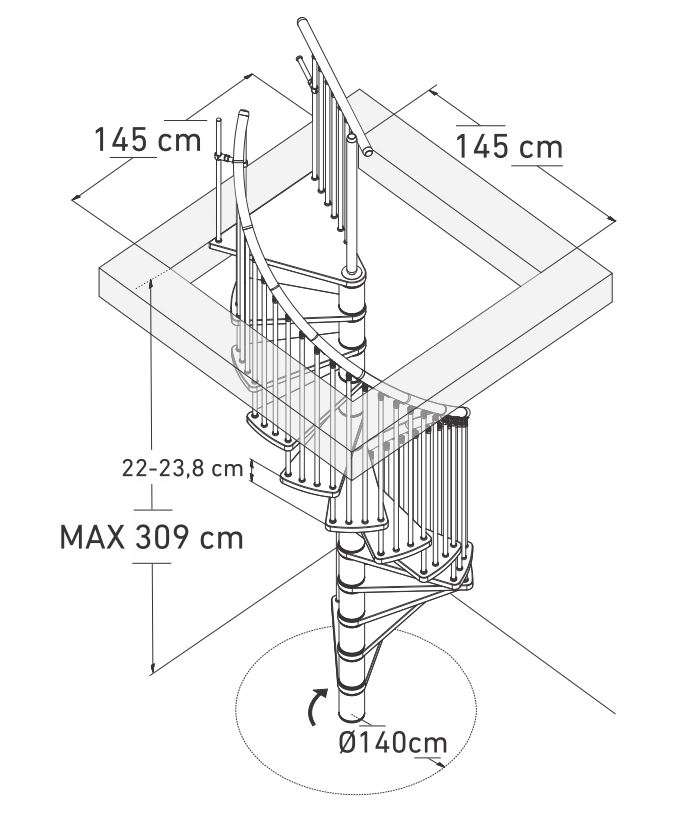 Wenteltrap Merzig Beuk 140cm