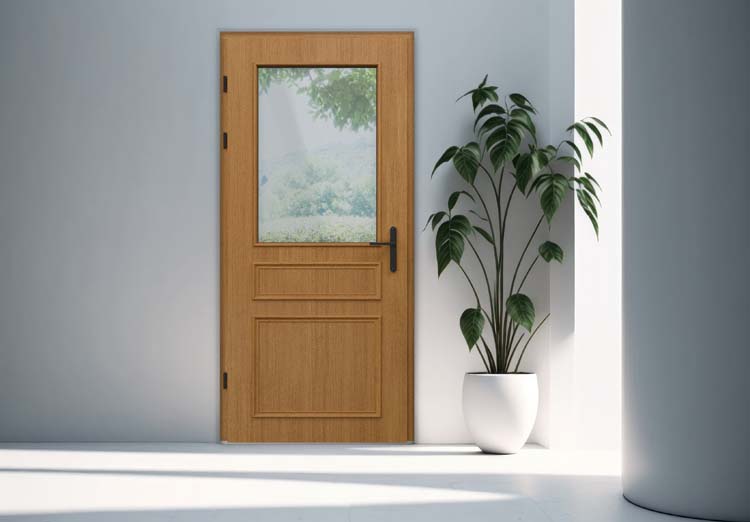 Buitendeur meranti Taag halfglas natuur B 980 x H 2180 mm L