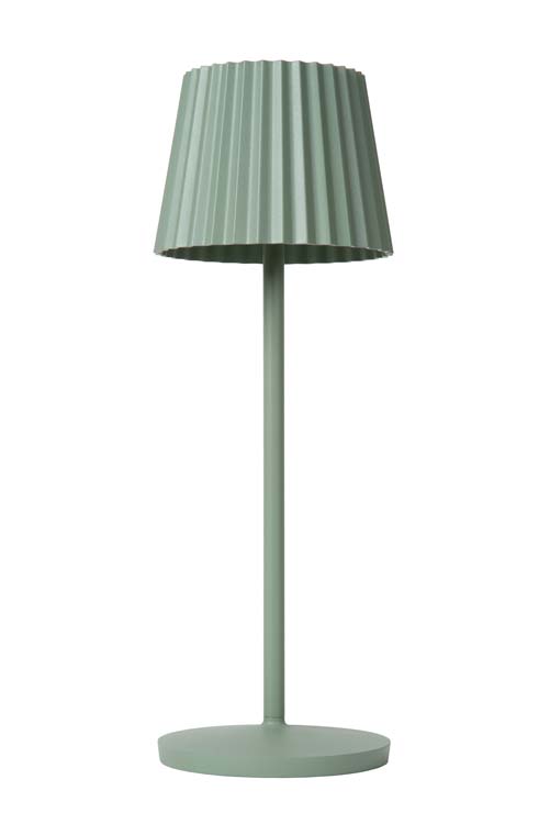 Lucide JUSTINE - Oplaadbare Tafellamp Buiten - Accu/Batterij - LED Dimb. - 1x2W 2700K - IP54 - Met contact oplaadplatforrm - Groen