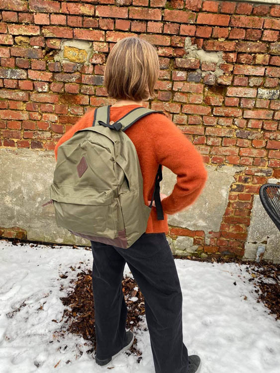 Sac à dos en canvas vert foncé 41x34x15 cm polyestre en cuir PU