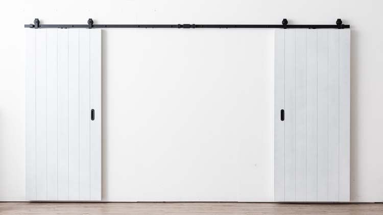Porte coulissante double Kristof avec V-joint+rail noir 2x 930x2115mm