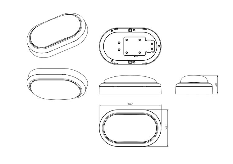 Applique extérieur blanc ovale 1400 lumen 4000K IP65